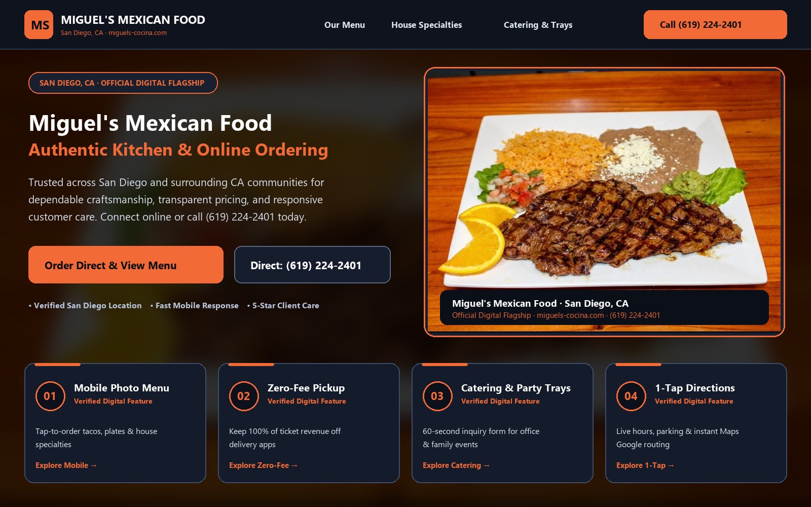 Proposed Miguel's Mexican Food homepage preview